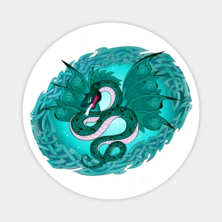 Green Celtic dragon Magnet